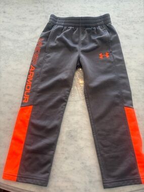 NWOT Under Armour Gray Joggers with Orange Panels - Kids